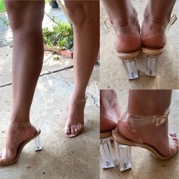 Cape Robbin Clear Chunky Block High Heels - Picture 3 of 6